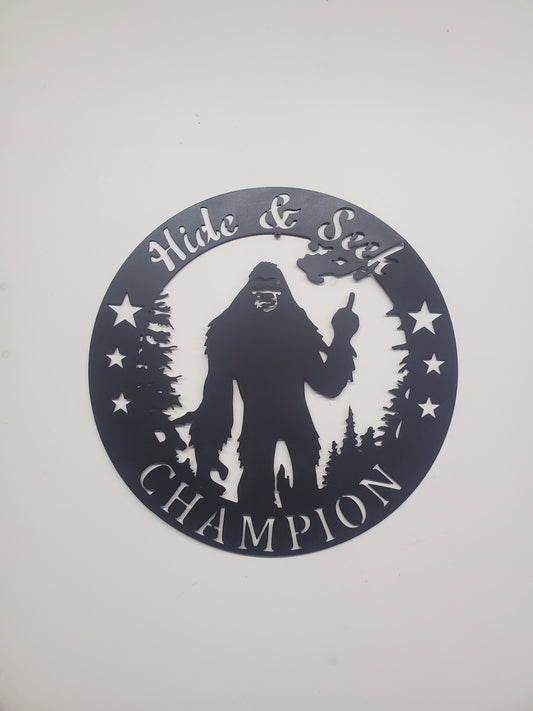 Bigfoot Sasquatch "Find This" metal art