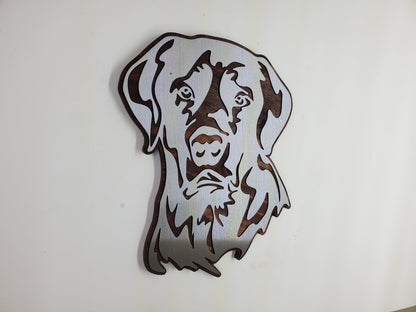 Black Lab Dog wall décor metal art on wood    Made in USA   dog gift Labrador Retriever