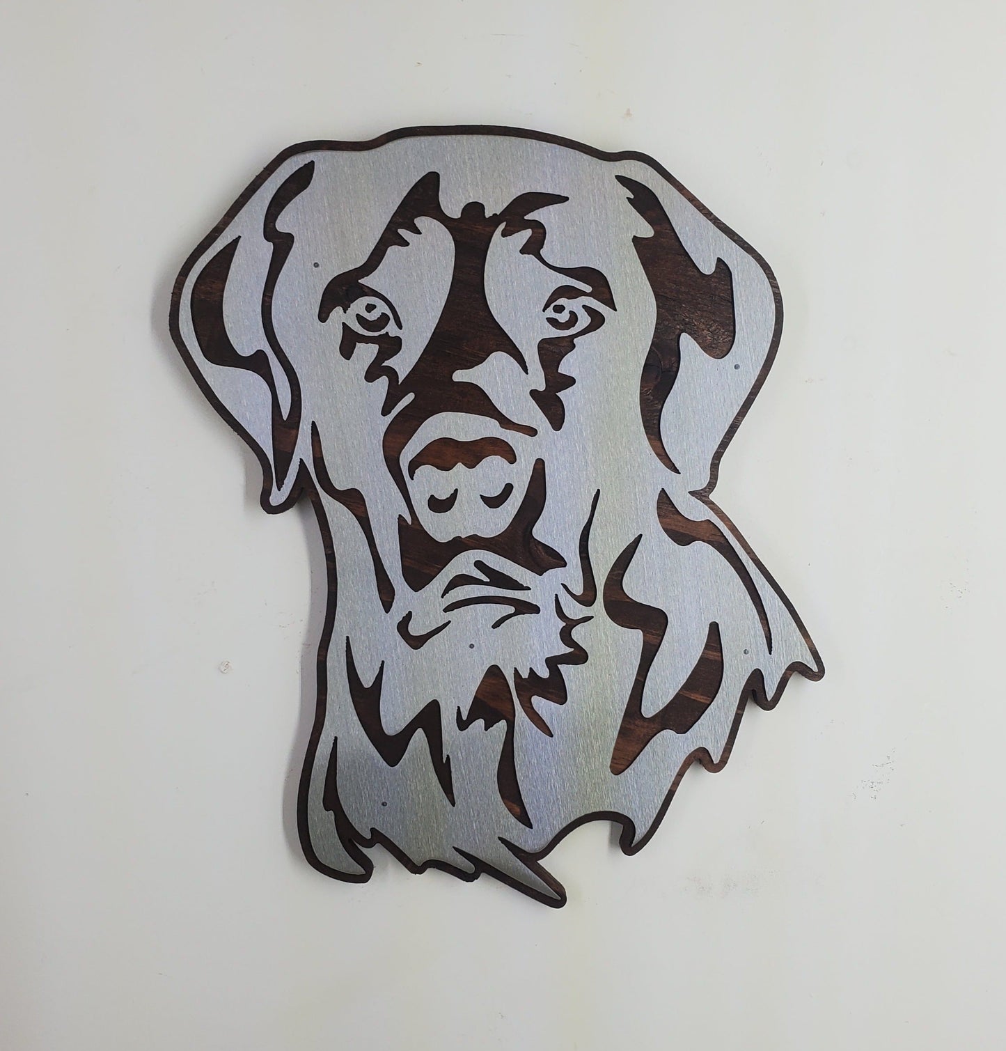 Black Lab Dog wall décor metal art on wood    Made in USA   dog gift Labrador Retriever
