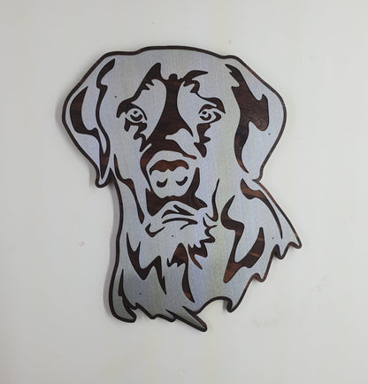 Black Lab Dog wall décor metal art on wood    Made in USA   dog gift Labrador Retriever