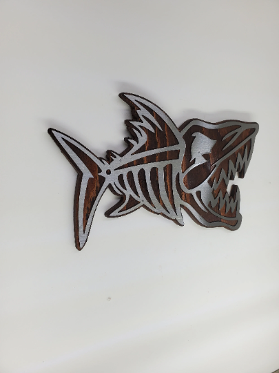 Bone Fish Handcrafted Wall Art | Tropical Coast Bonefishing Wall Décor | Rustic Wood, Metal Artistic Plaque | Nautical Bar Art | Made in USA