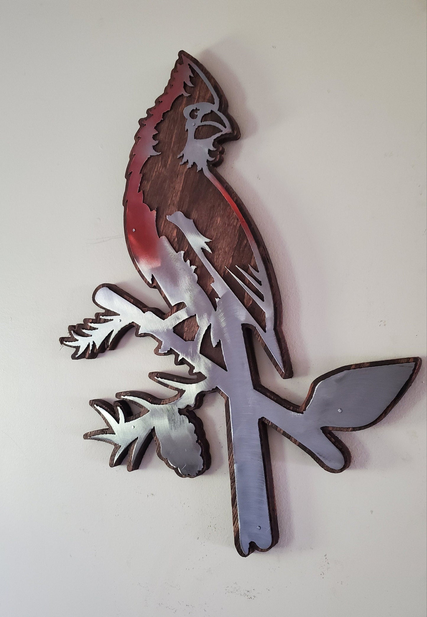 Cardinal Wall Art | Rustic Wood and Metal Cardinal bird Wall Décor | USA