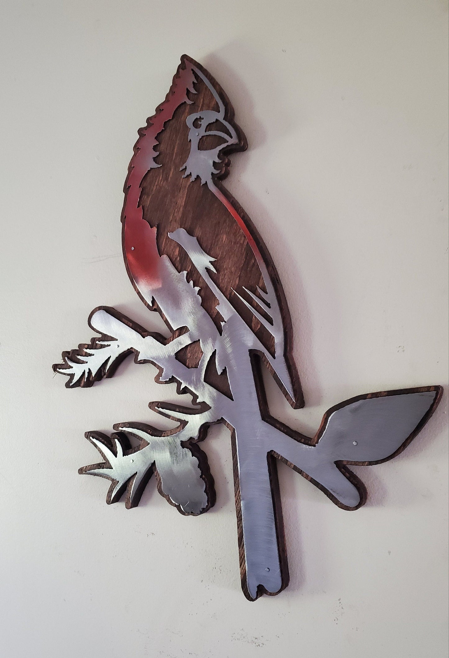 Cardinal Wall Art | Rustic Wood and Metal Cardinal bird Wall Décor | USA