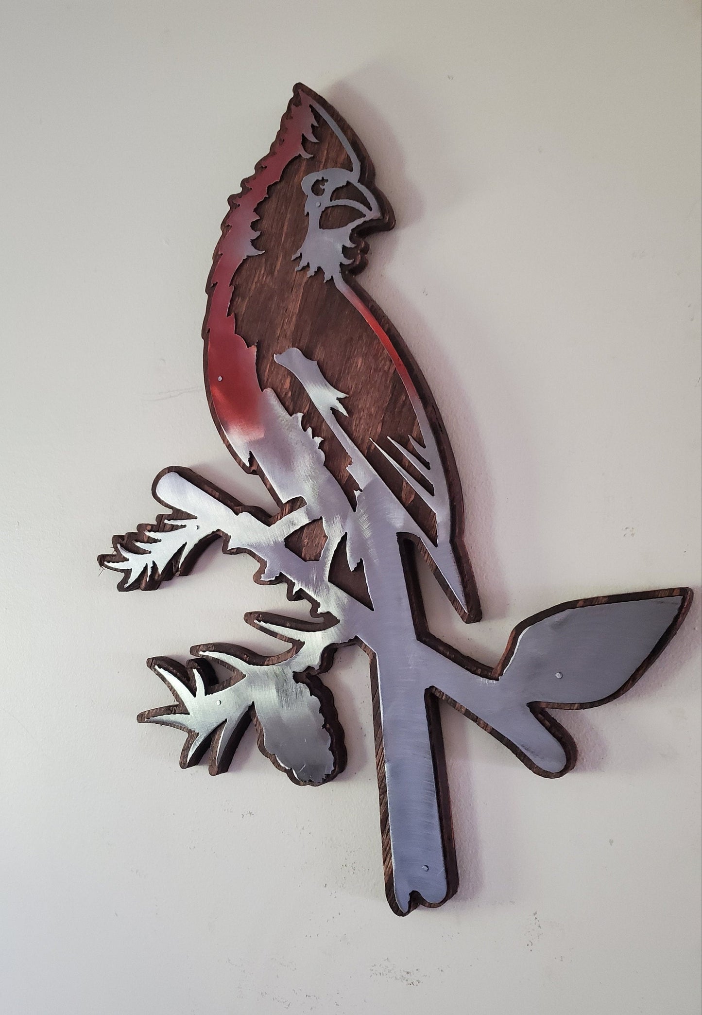 Cardinal Wall Art | Rustic Wood and Metal Cardinal bird Wall Décor | USA