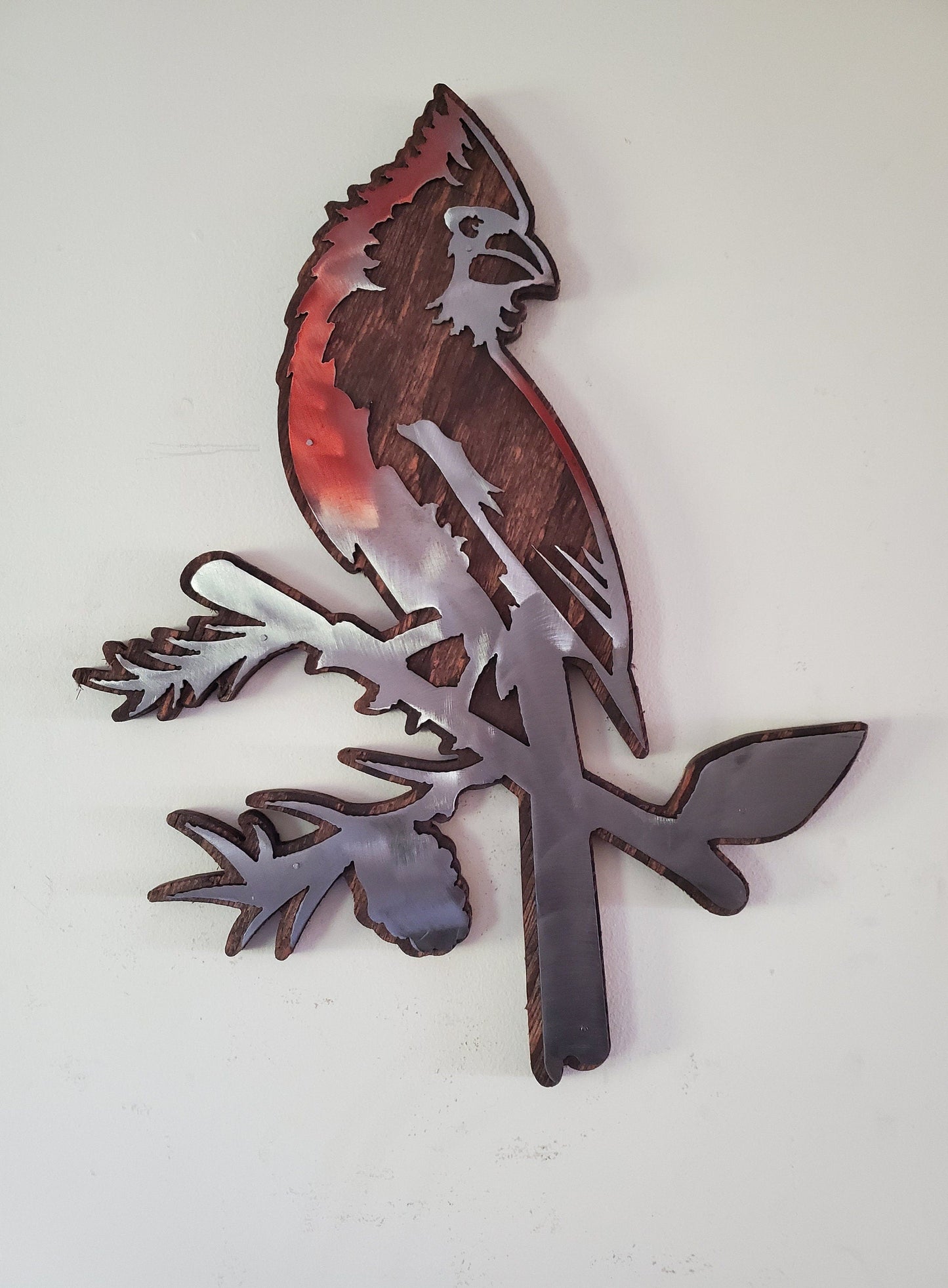 Cardinal Wall Art | Rustic Wood and Metal Cardinal bird Wall Décor | USA