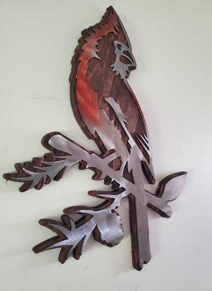 Cardinal Wall Art | Rustic Wood and Metal Cardinal bird Wall Décor | USA