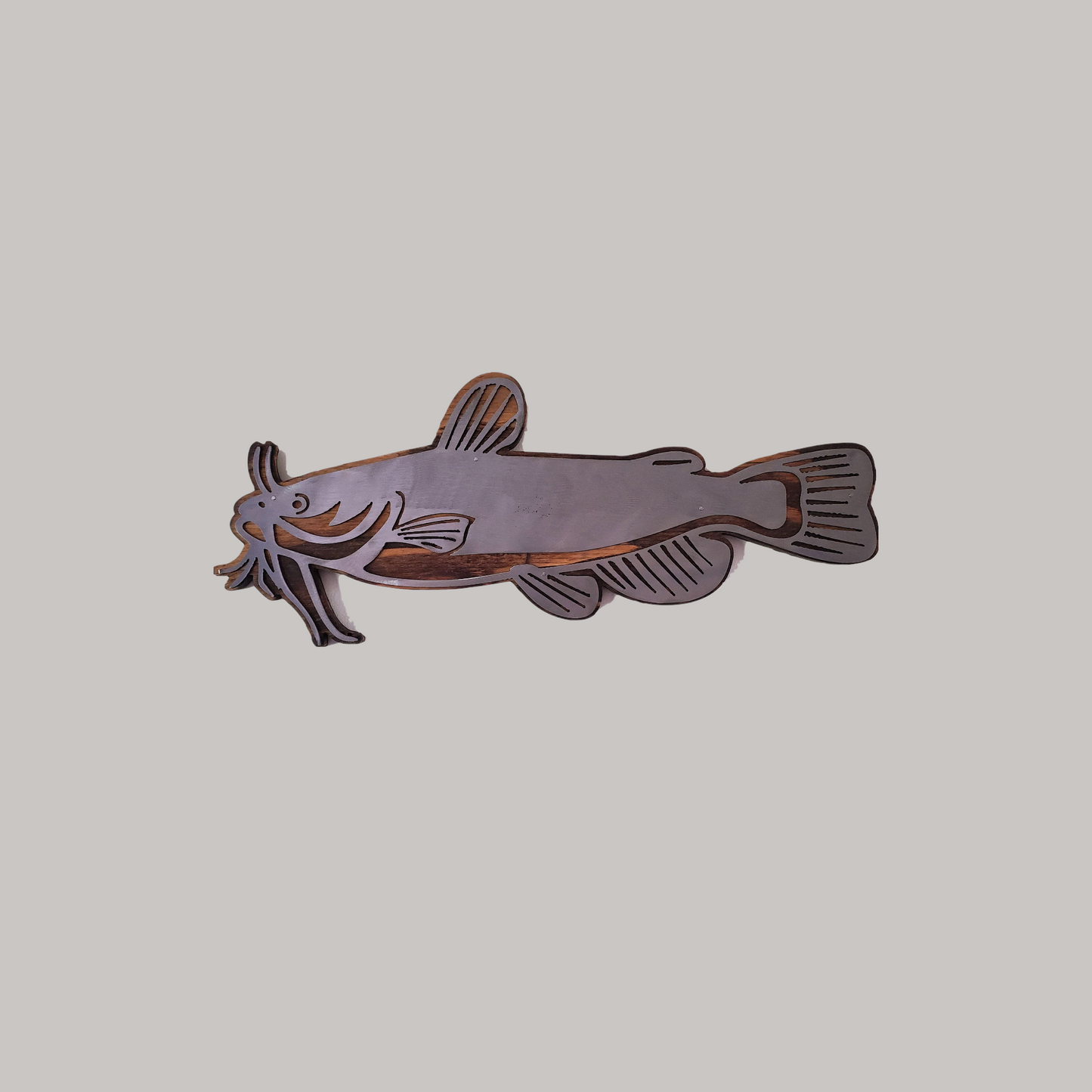 Catfish Wall Decor | Minnesota Game Fish | Metal Art on Wood | Southern Catfish