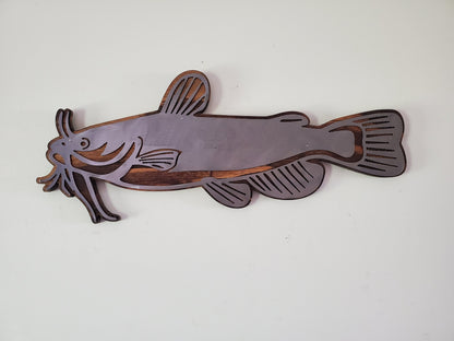 Catfish Wall Decor | Minnesota Game Fish | Metal Art on Wood | Southern Catfish
