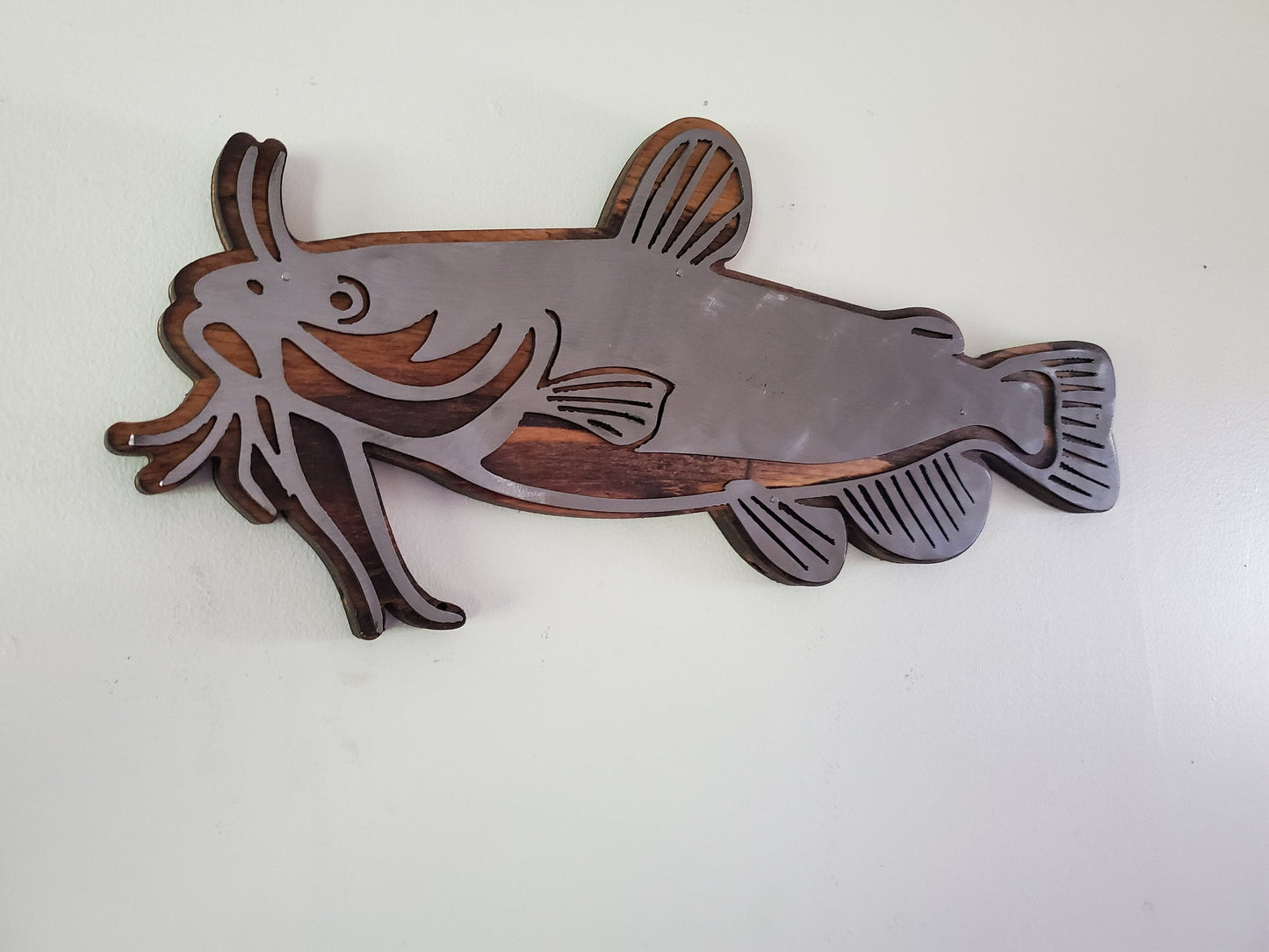 Catfish Wall Decor | Minnesota Game Fish | Metal Art on Wood | Southern Catfish