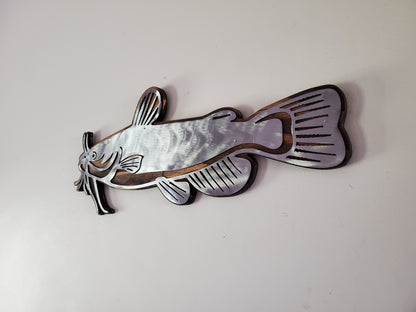 Catfish Wall Decor | Minnesota Game Fish | Metal Art on Wood | Southern Catfish