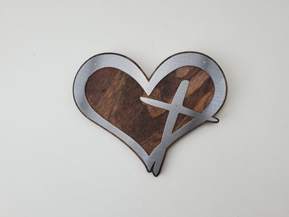 Heart with Cross metal art wall decor | made in USA | rustic home office decor