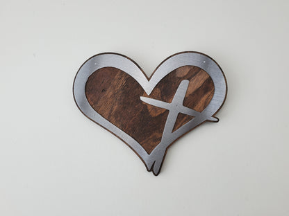 Heart with Cross metal art wall decor | made in USA | rustic home office decor