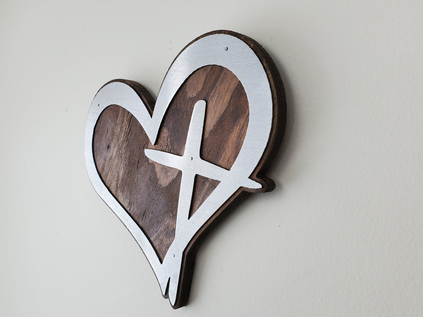 Heart with Cross metal art wall decor | made in USA | rustic home office decor