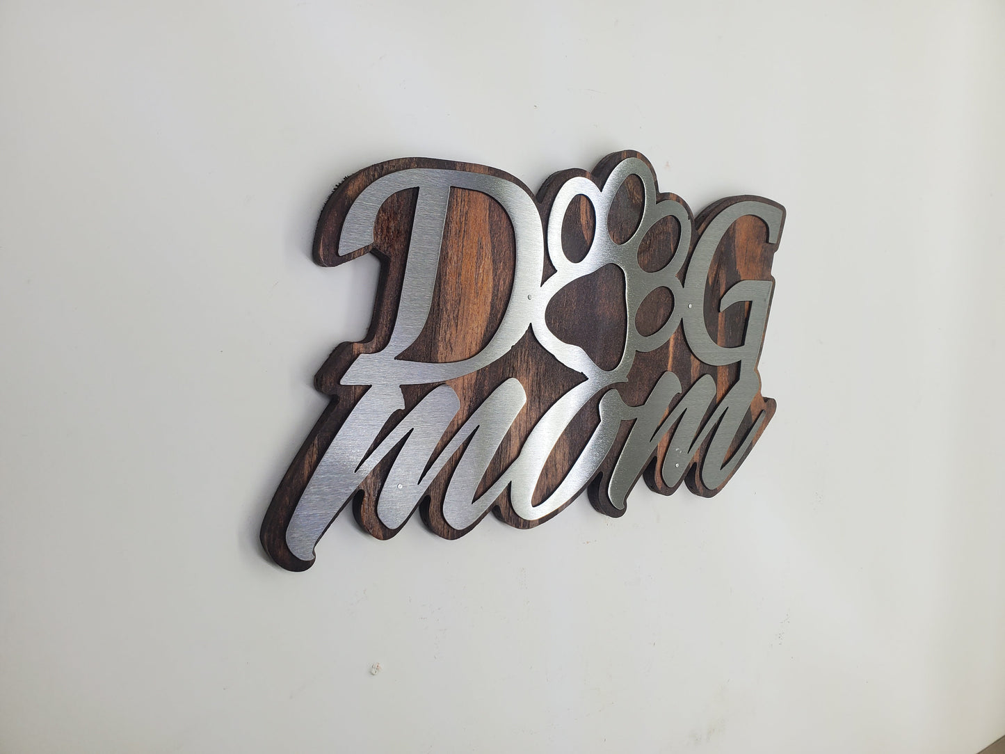 Dog Mom Wall Art | Rustic Wood and Metal Dog Mom Wall Décor | Sculpture Art   Made in USA