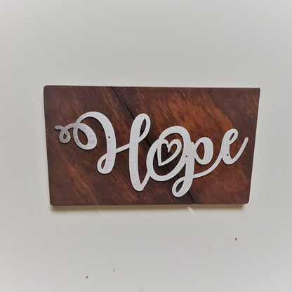 Hope stylized word Wall Art | Faith stylized word metal art on wood Made in USA| Office and Home Wall Art