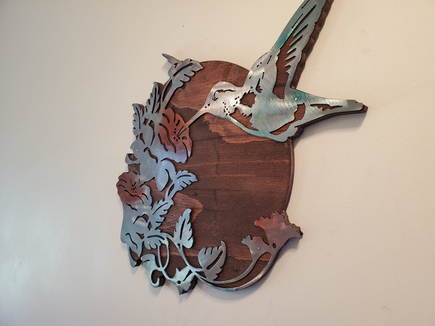 Hummingbird Wall Art | Rustic Wood and Metal