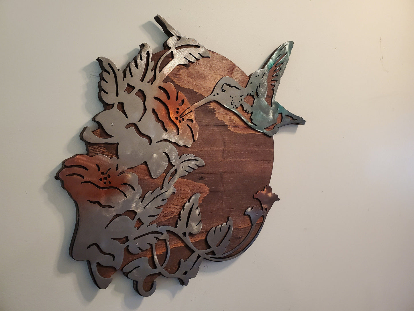 Hummingbird Wall Art | Rustic Wood and Metal