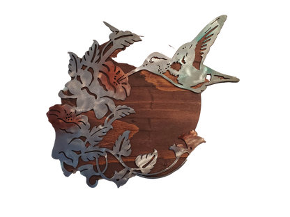 Hummingbird Wall Art | Rustic Wood and Metal