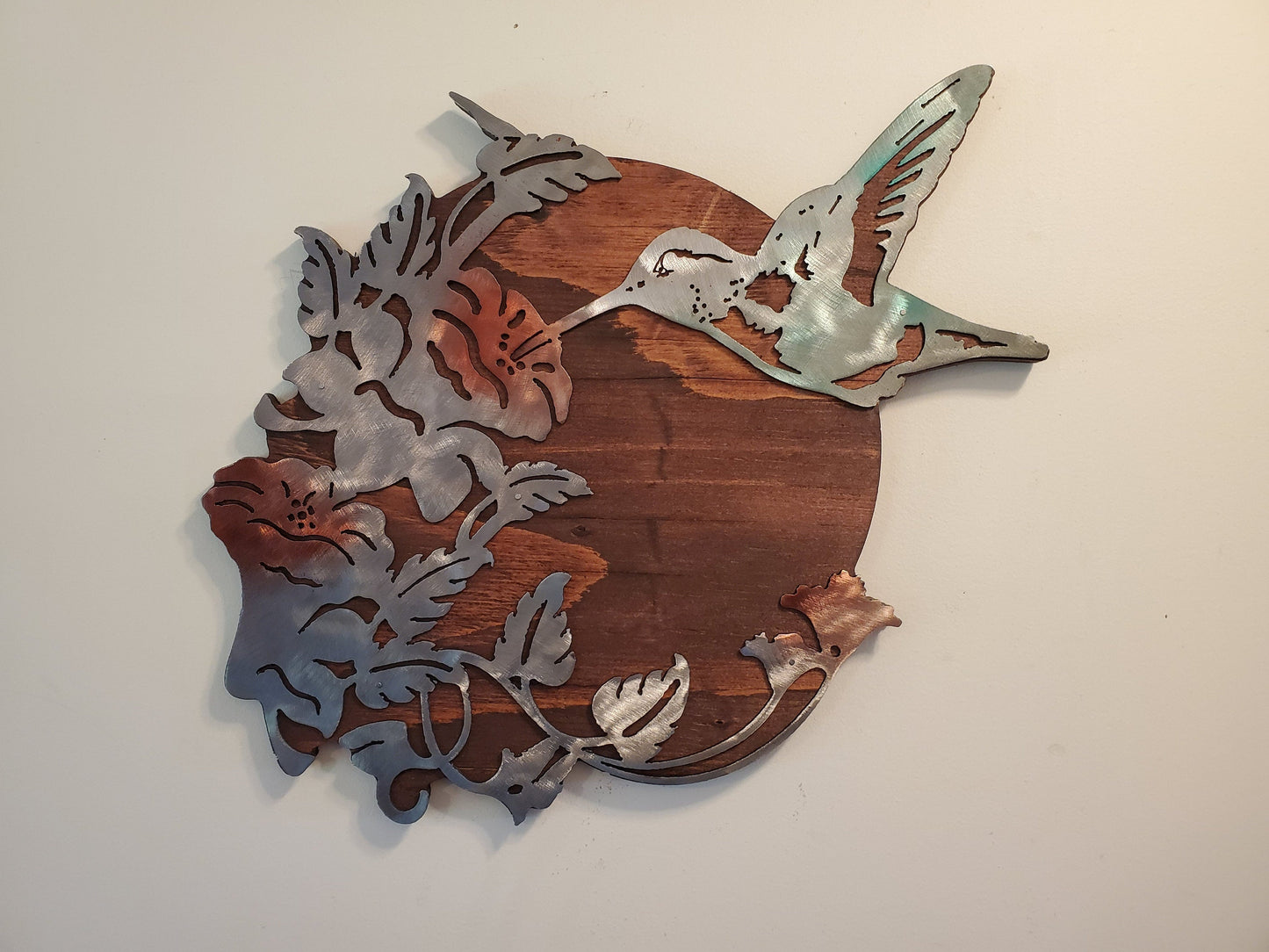 Hummingbird Wall Art | Rustic Wood and Metal