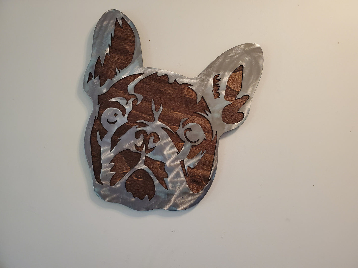 French Bulldog Metal Art on Wood