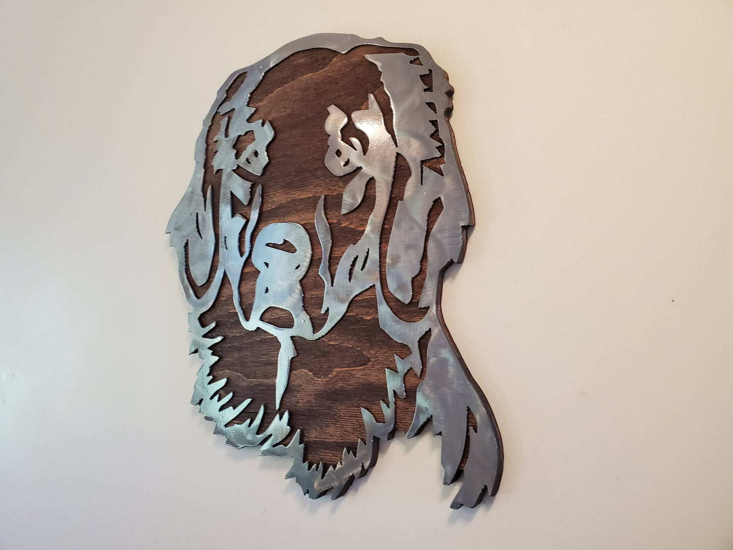 Golden Retriever Metal Art on Wood | Made in USA