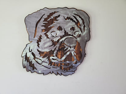 Rottweiler Dog Metal Art on Wood