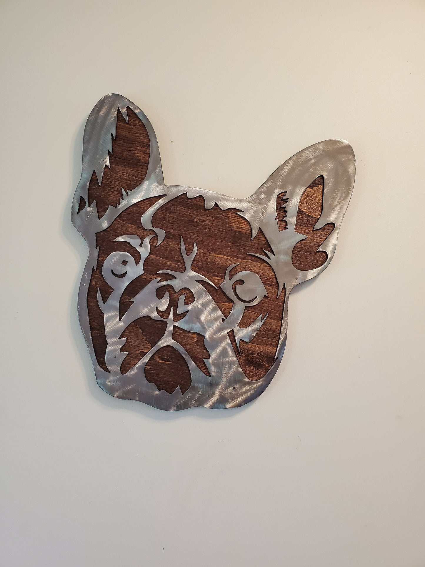 French Bulldog Metal Art on Wood