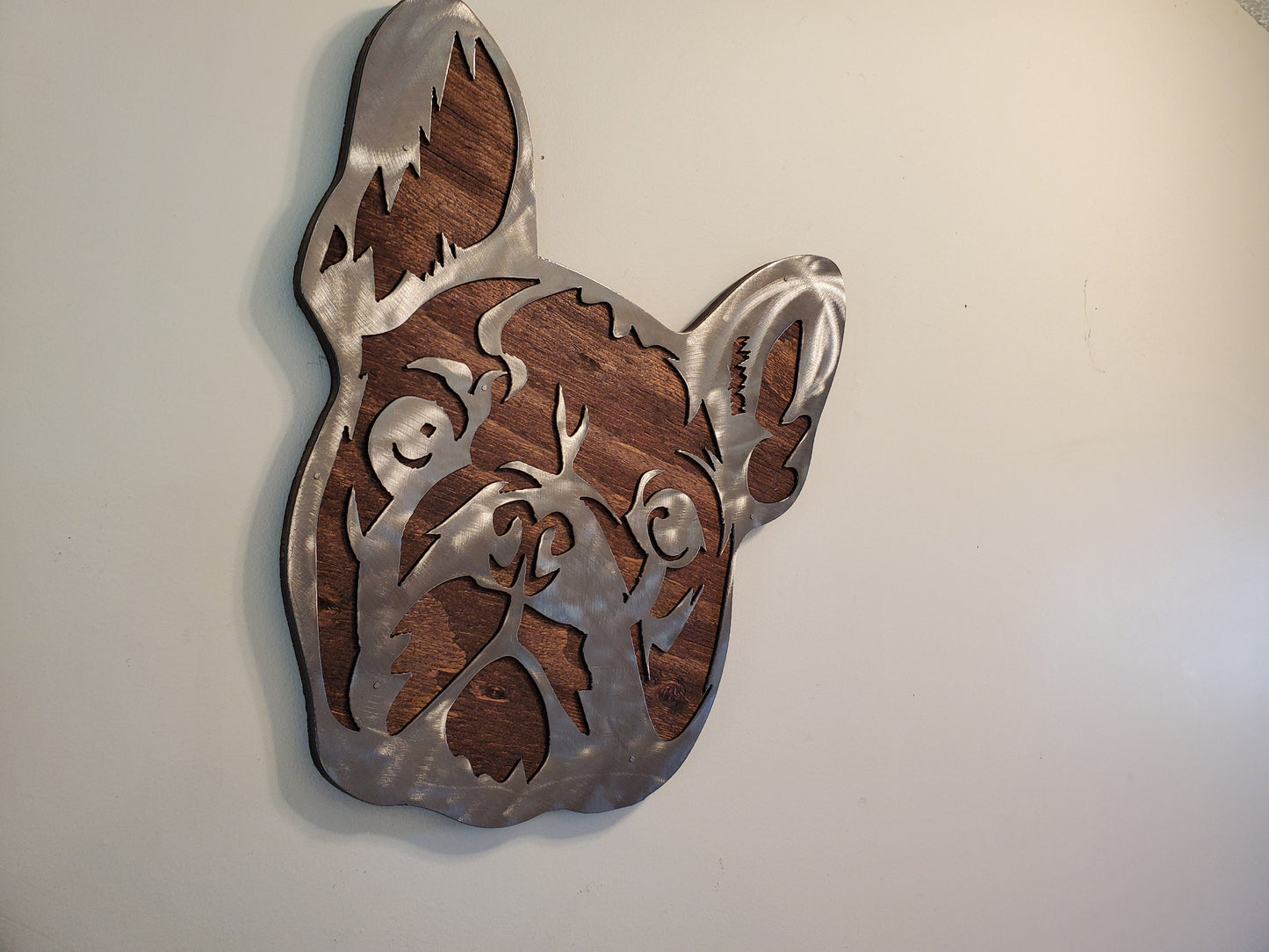 French Bulldog Metal Art on Wood