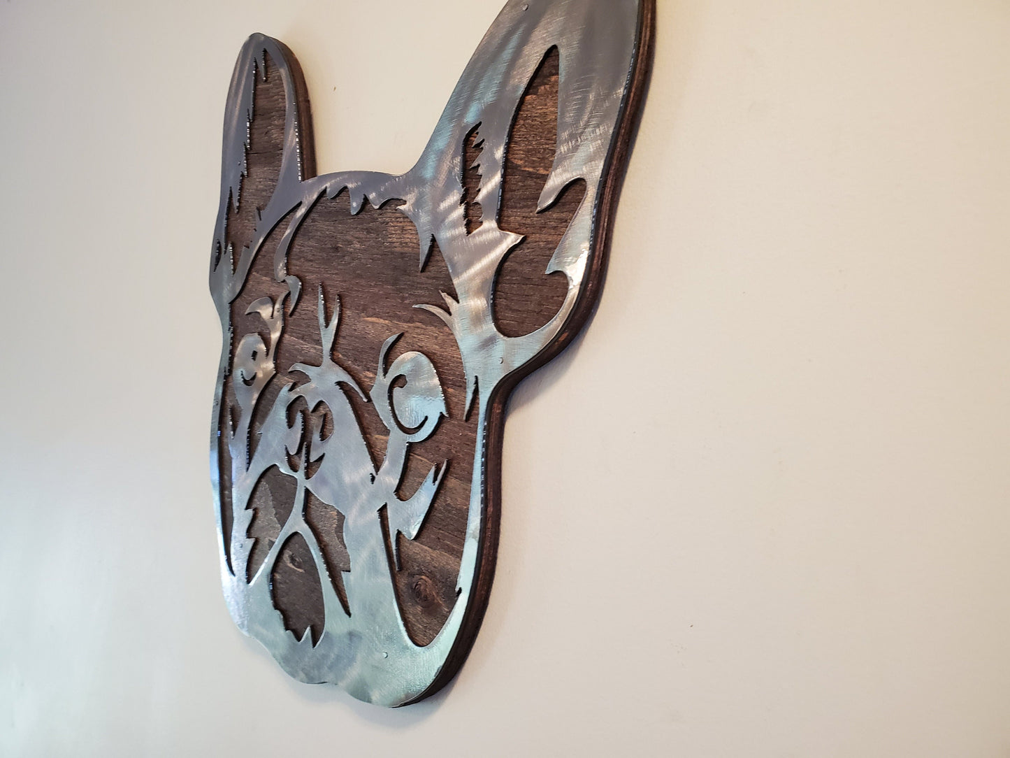 French Bulldog Metal Art on Wood