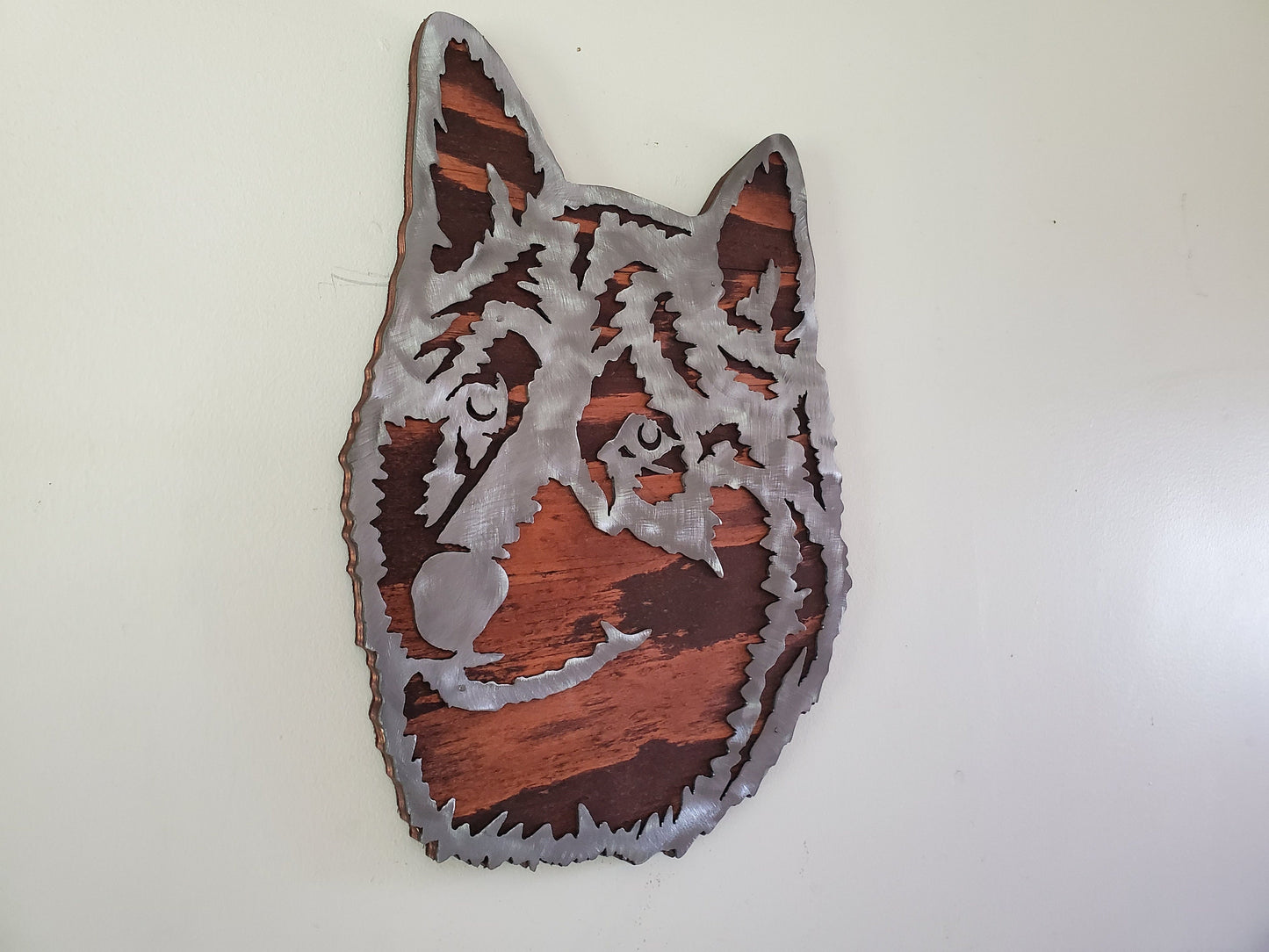 Shiba Inu Metal Art on Wood