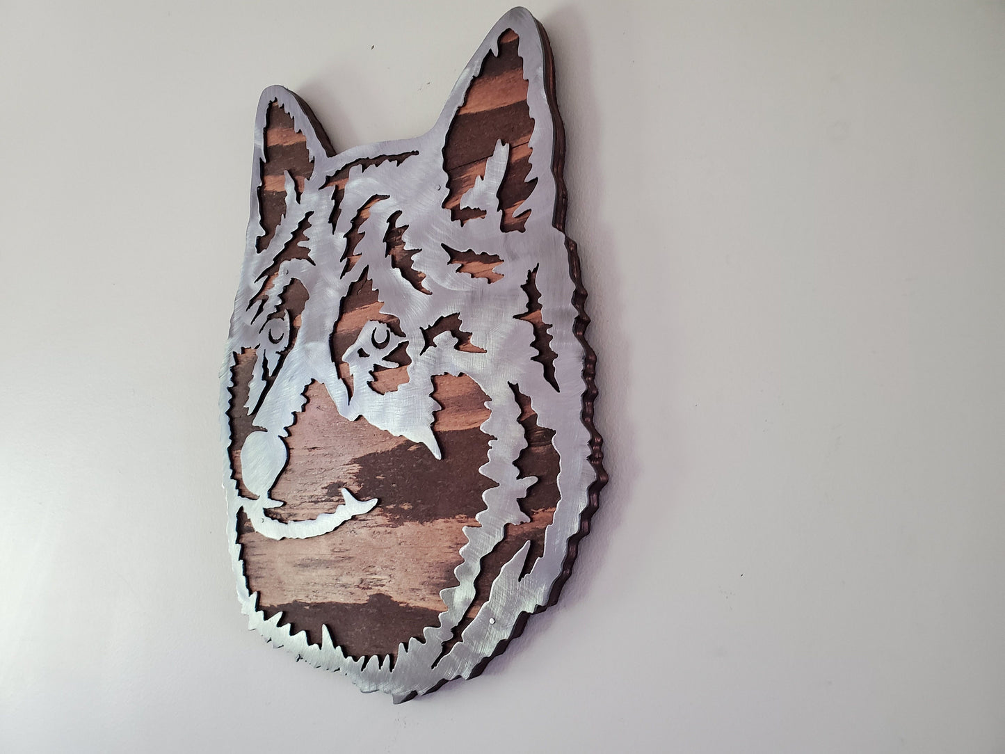 Shiba Inu Metal Art on Wood