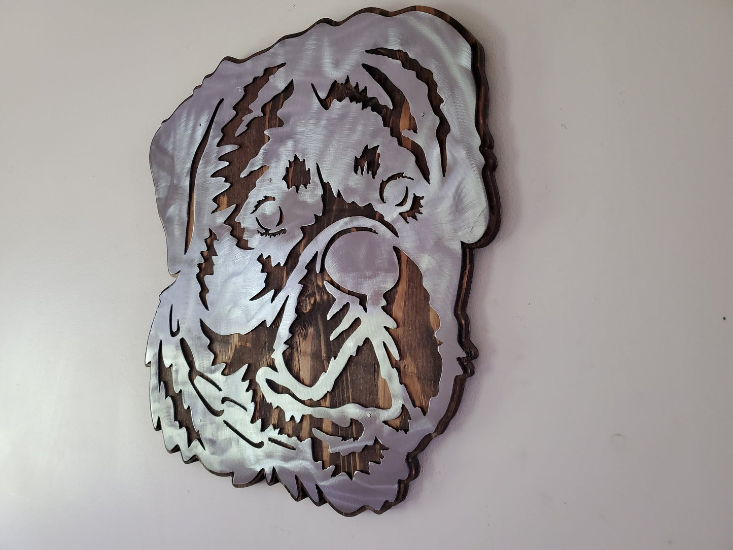 Rottweiler Dog Metal Art on Wood