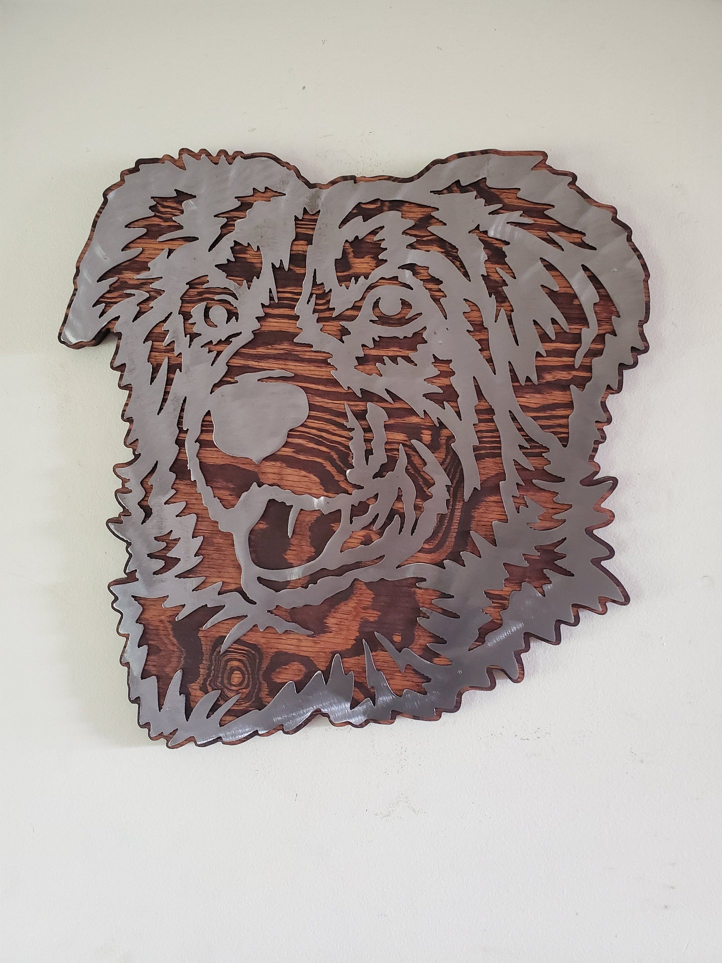 Australian Shepherd | Rustic Metal Art on Wood | Pet Lover Gift