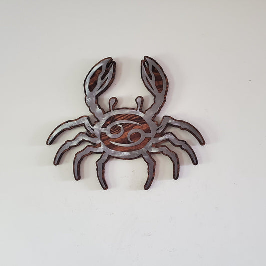 Cancer Zodiac Sign Wall sign | Metal Art on Wood | Zodiac Rustic Wall Hanging Crab Sign