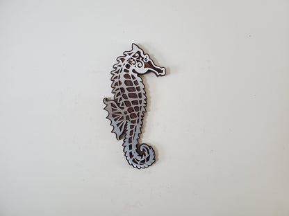 Seahorse Metal Art on Wood