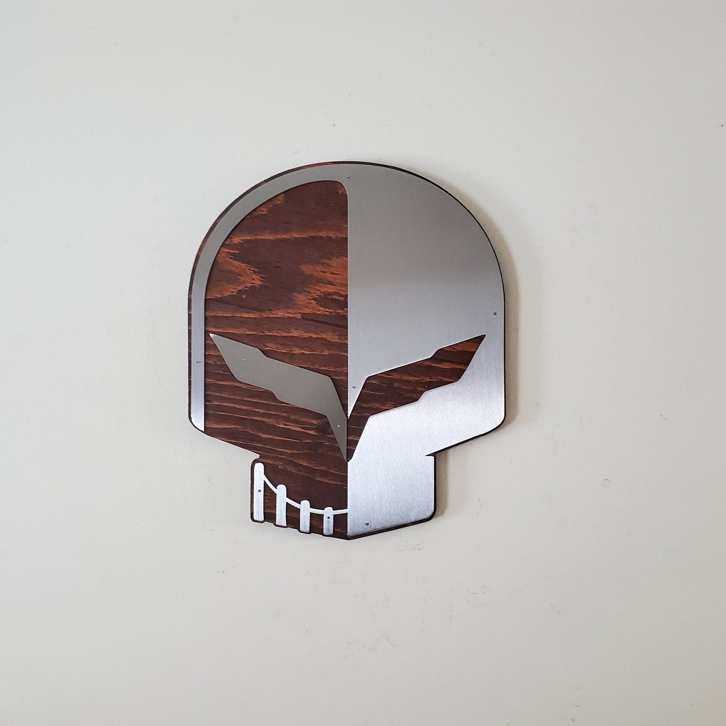 Jake Skull Metal Art on Wood | Made in USA