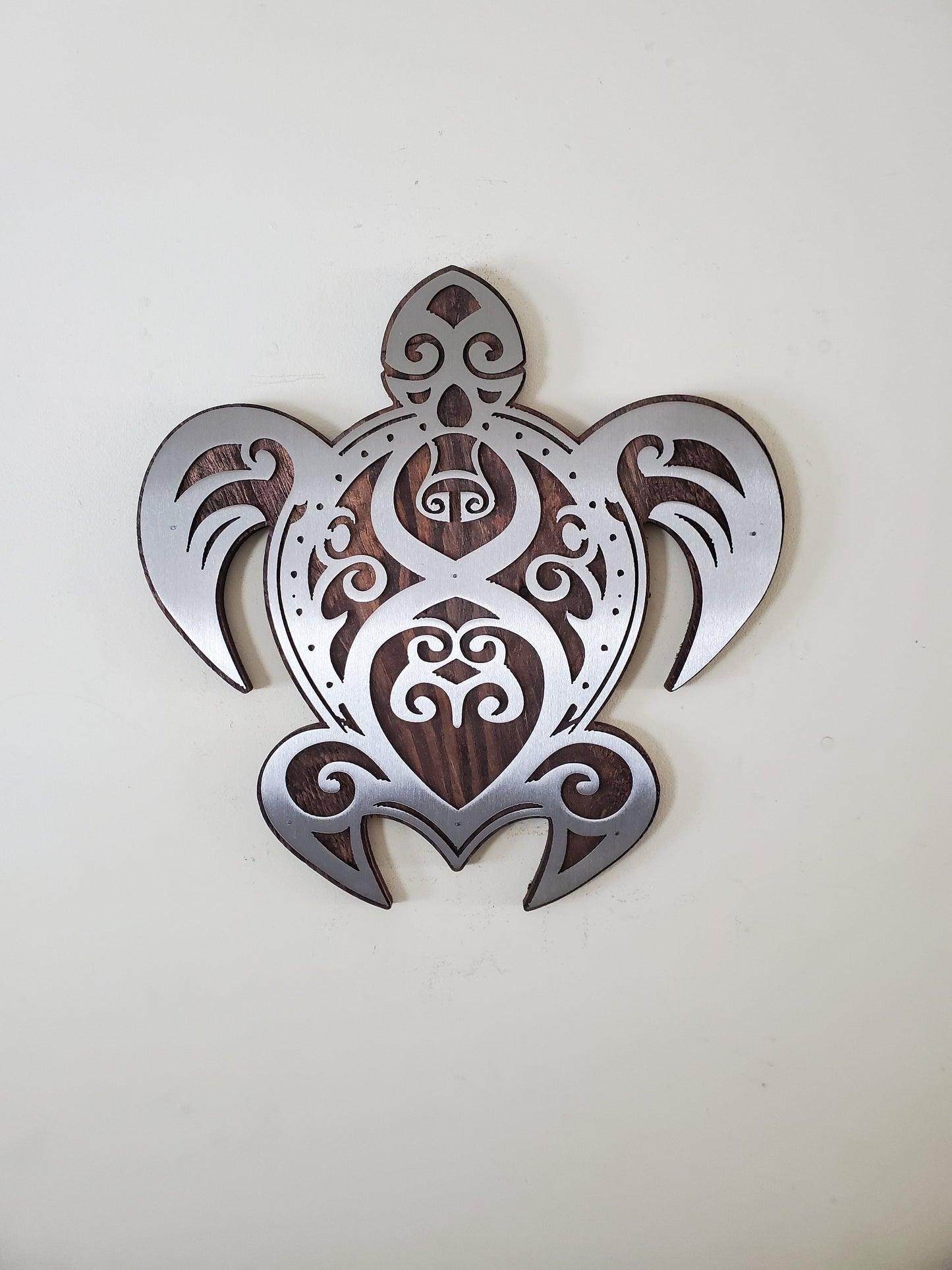 Sea Turtle Metal Art on Wood | Native design