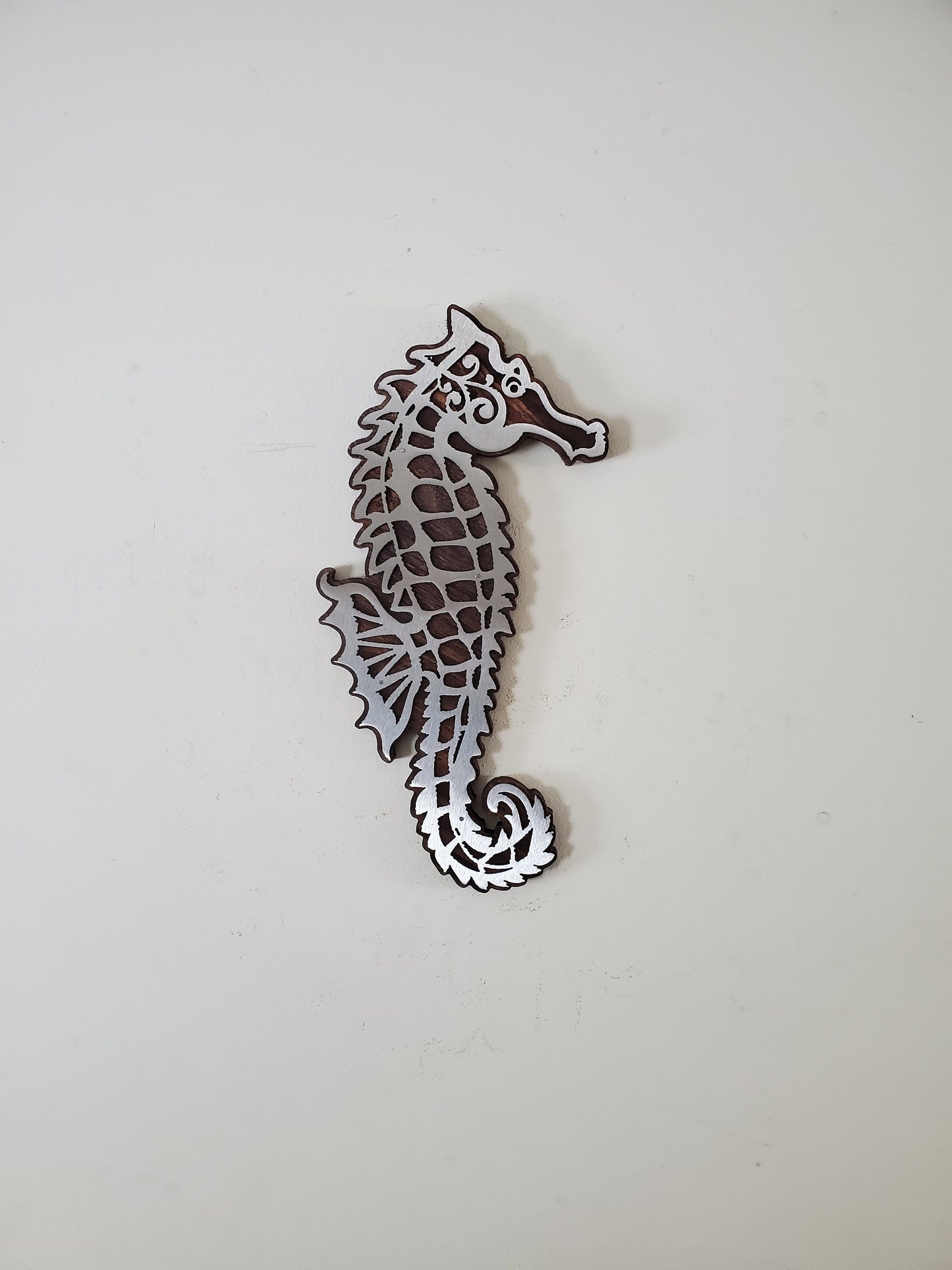 Seahorse Metal Art on Wood