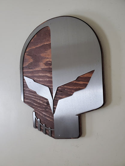 Jake Skull Metal Art on Wood | Made in USA