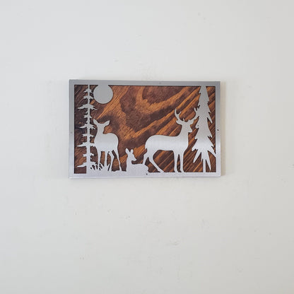 Whitetail Deer Metal Art on Wood