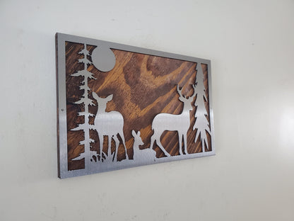 Whitetail Deer Metal Art on Wood