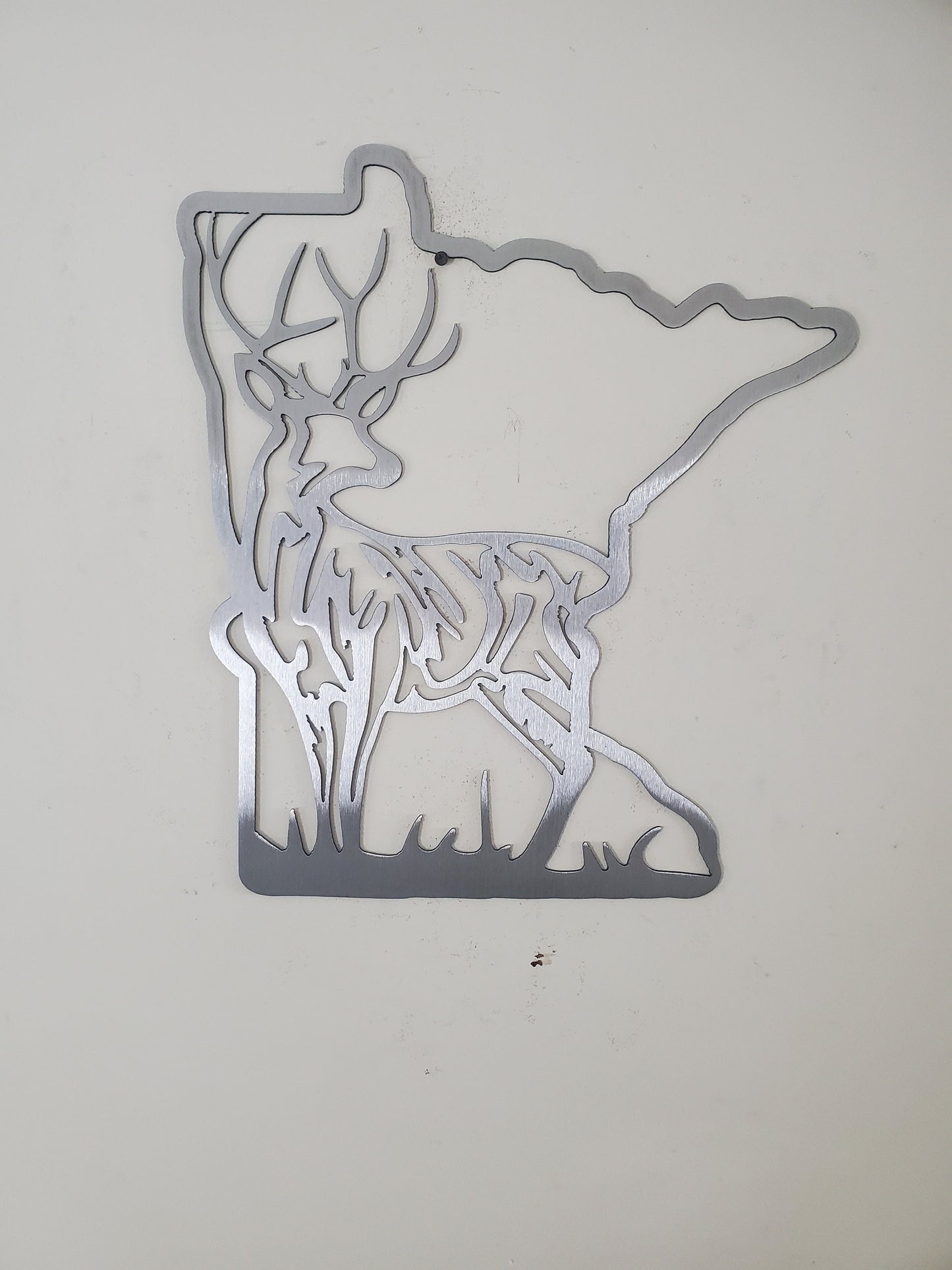 Minnesota with deer scene    Made in USA    rustic metal wall art decor buck wall art MN hunting fishing