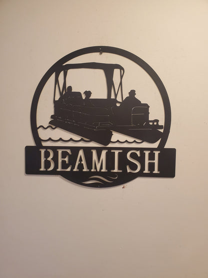 Personalized Monogram Camper scene sign      Made In USA      metal art monogram campfire wall decor