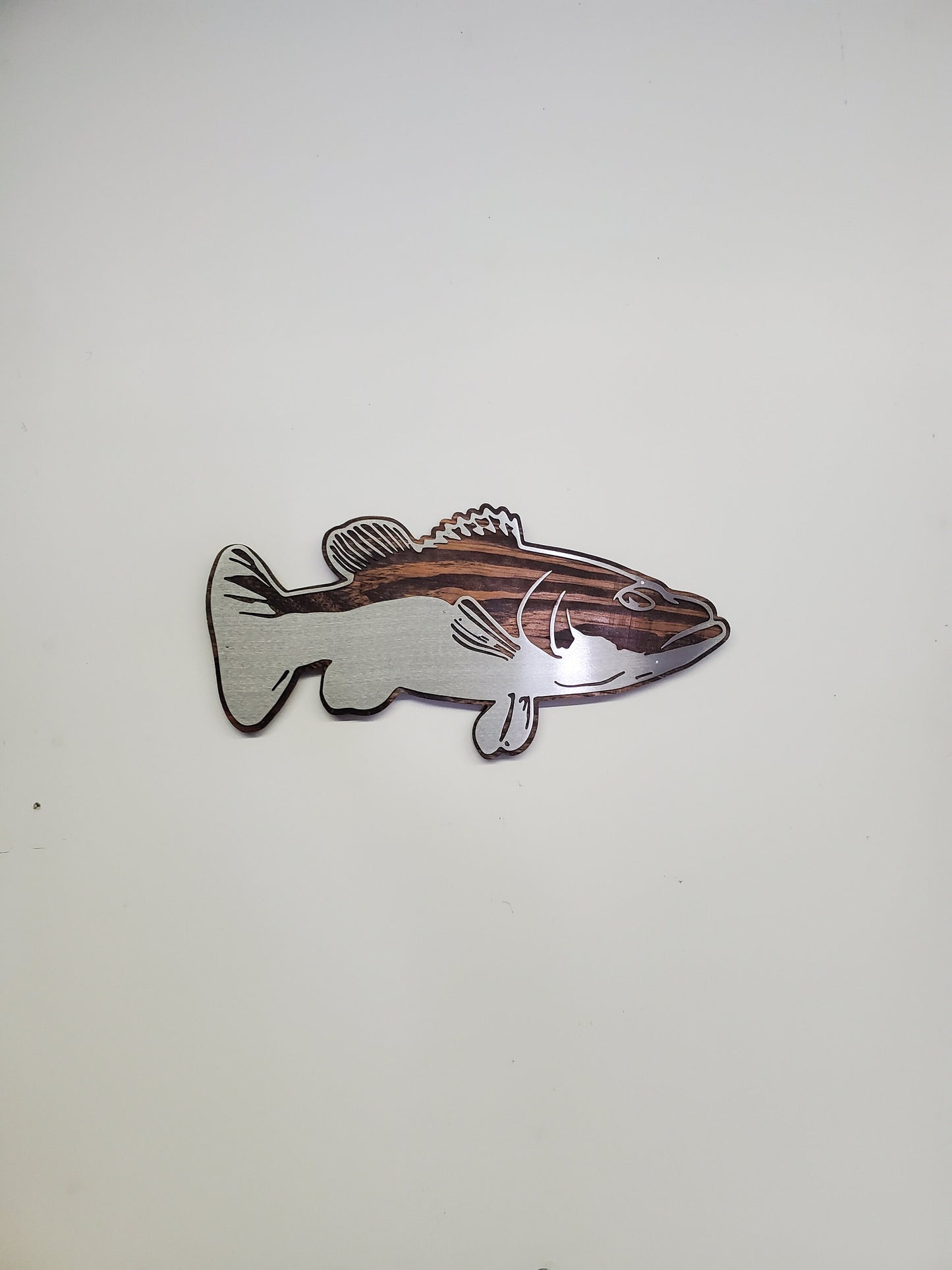 Sea Bass Metal Art on Wood