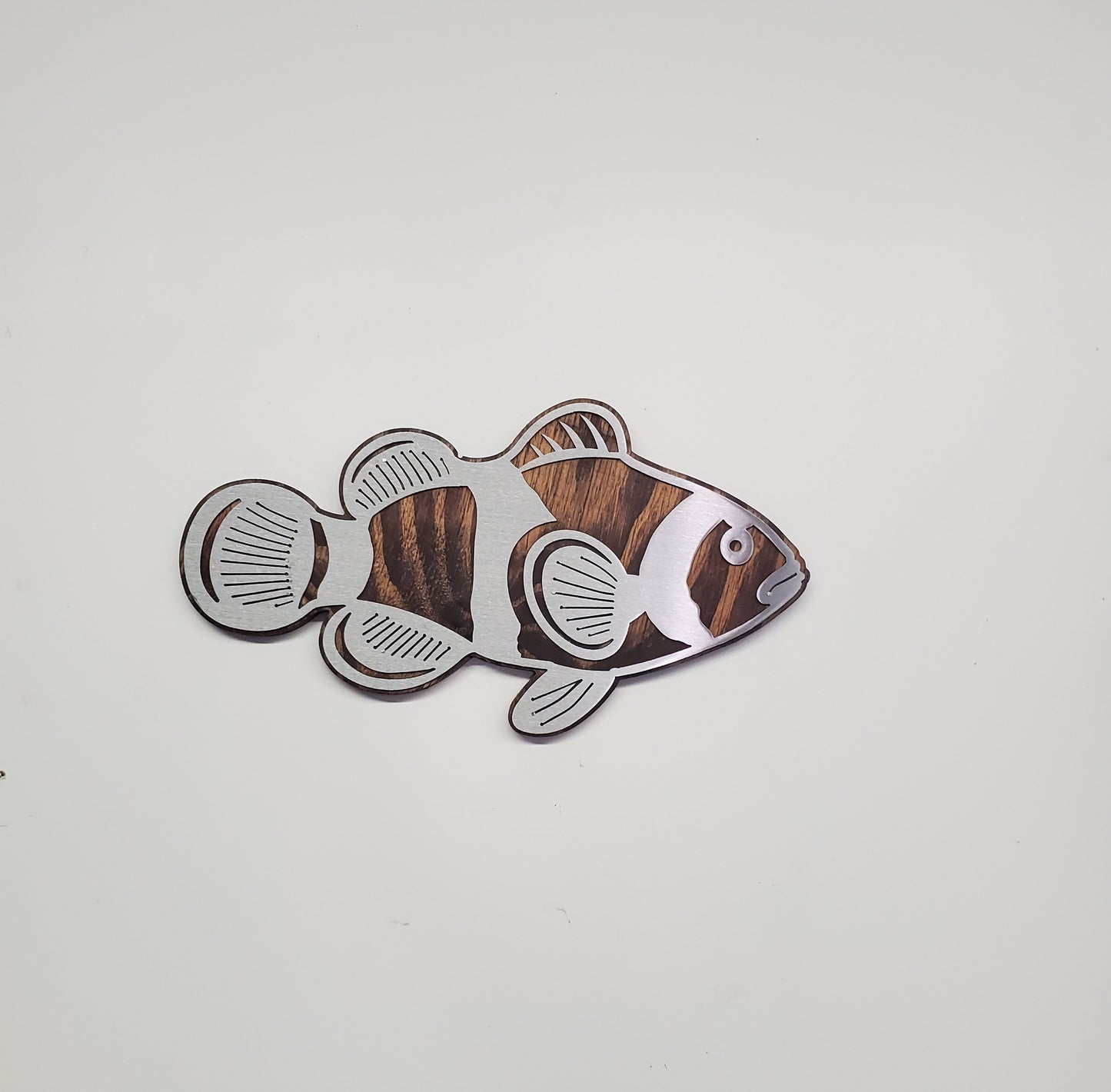 Clown Fish Wall Décor | Metal Art on Wood | Minnesota Made