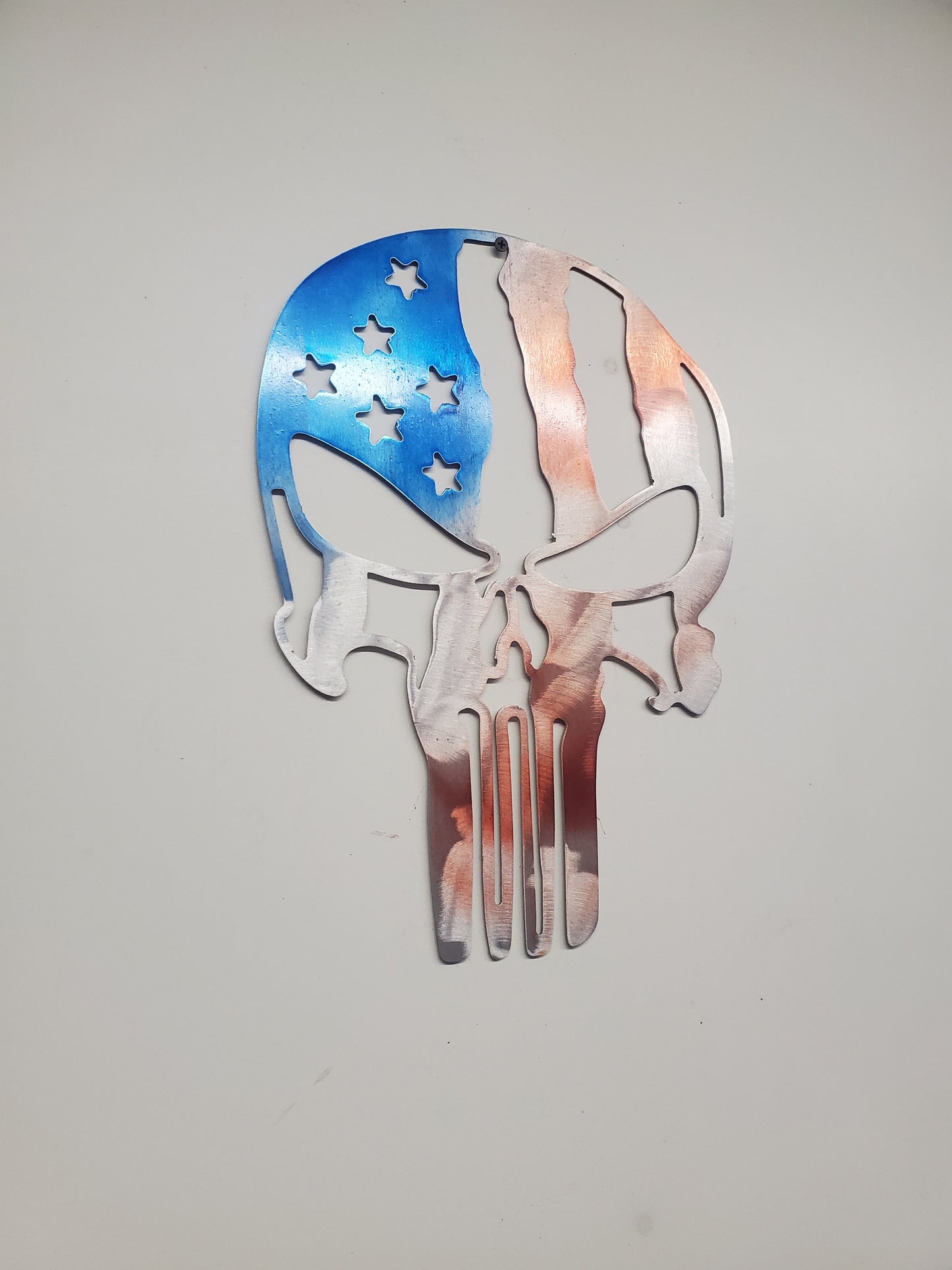 Punisher skull American flag   metal flag   Made in USA rustic cabin wall art v1 Americana flag skull