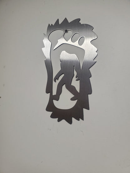 Bigfoot in a foot metal art Made in USA