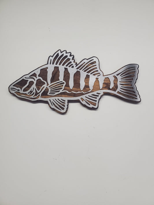 perch dish metal art on wood wall decor