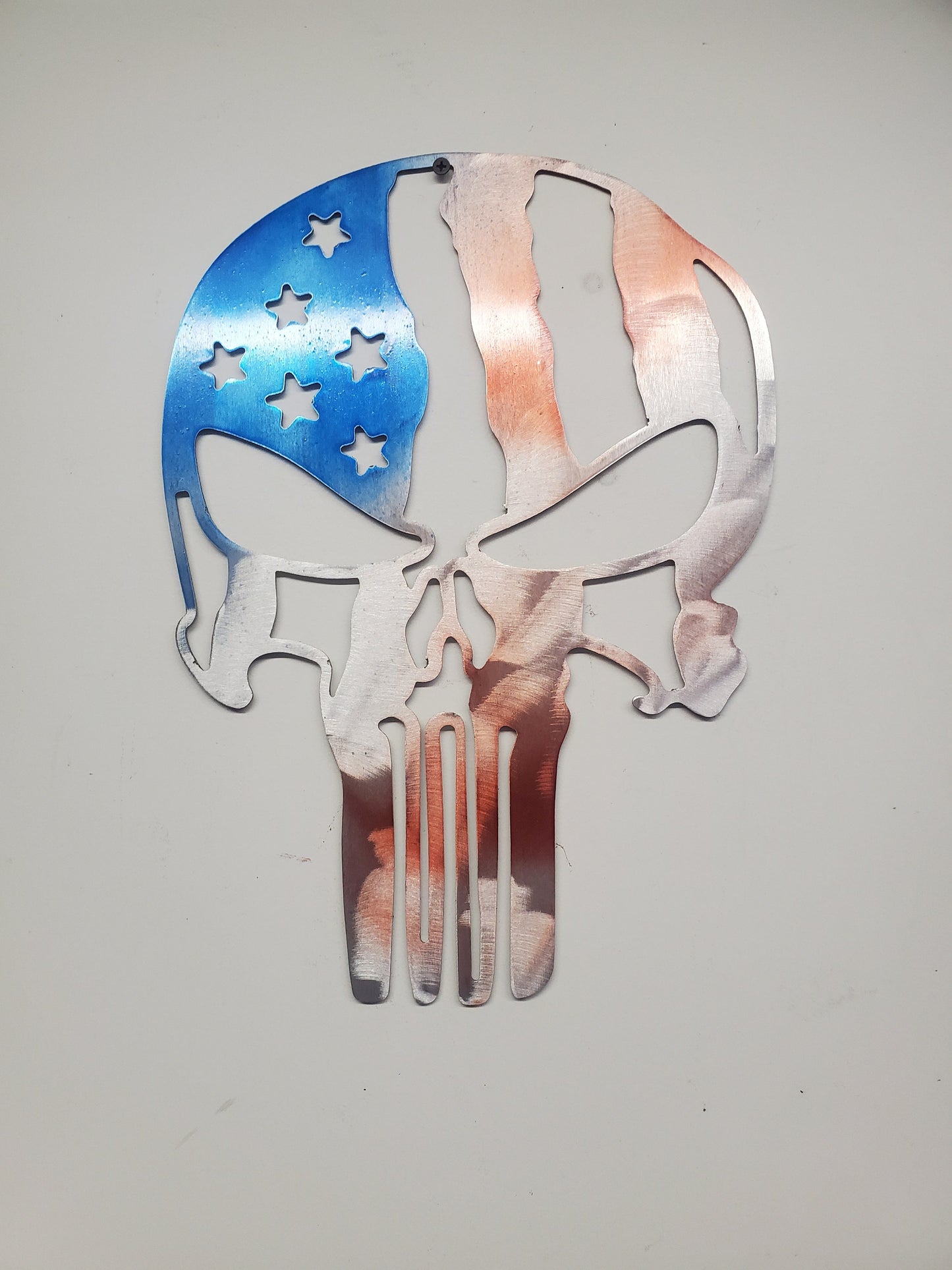 Punisher skull American flag   metal flag   Made in USA rustic cabin wall art v1 Americana flag skull