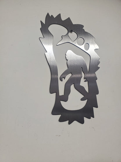 Bigfoot in a foot metal art Made in USA